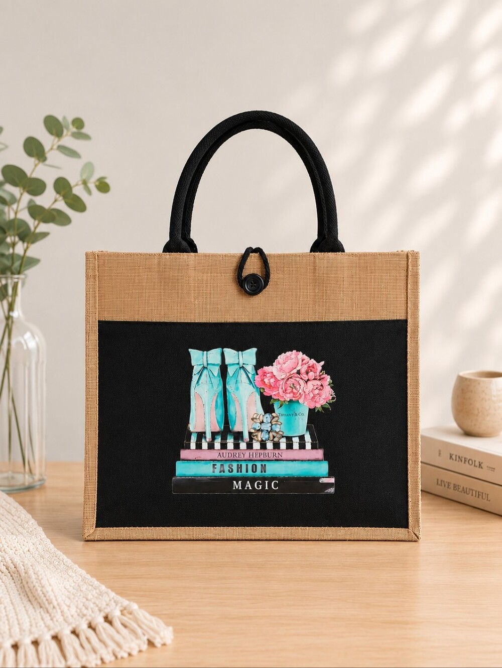 Fashion & Glamour Jute Tote Bag